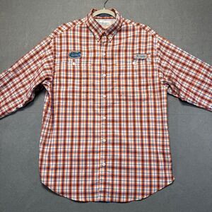Columbia Mens Super Tamiami Plaid Long Sleeve Button Up Shirt Gators Logo M M